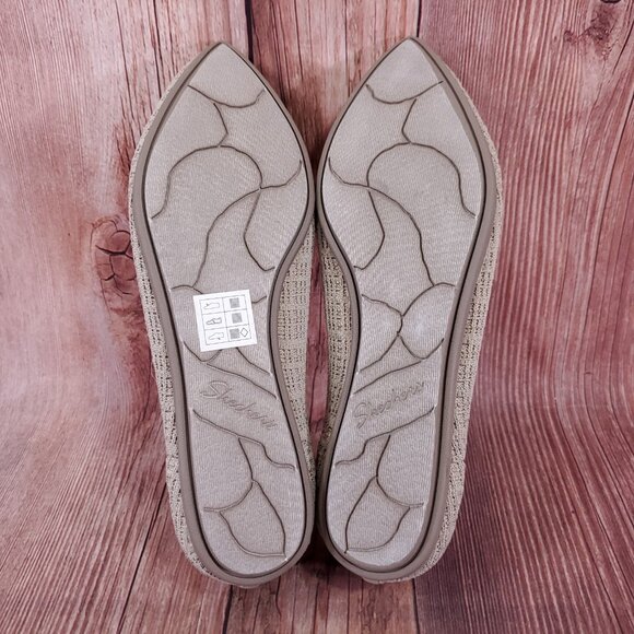 Skechers Cleo Point Toe Ballet Flats Womens Size 8.5 Knit Slip On Natural 158308 - Picture 13 of 15